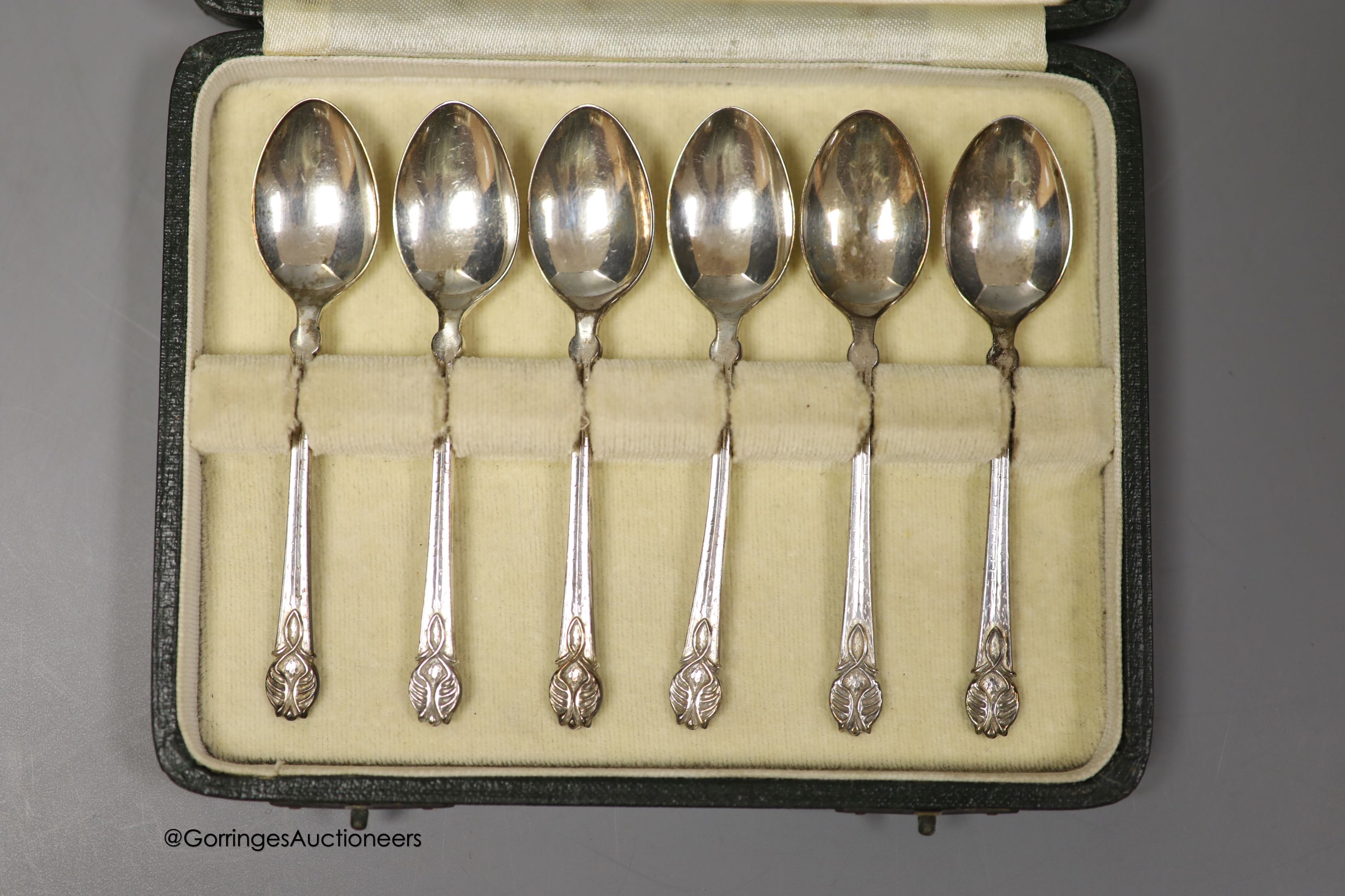 A cased set of George V silver Liberty & Co teaspoons, Birmingham, 1933, in original Liberty & Co box